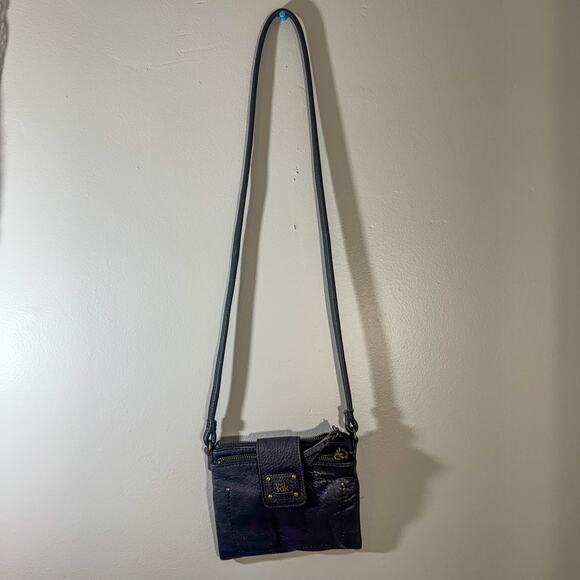 The Sak Dark Brown Pebbled Leather Mini Crossbody Bag | Wallet Phone Purse - Picture 2 of 8